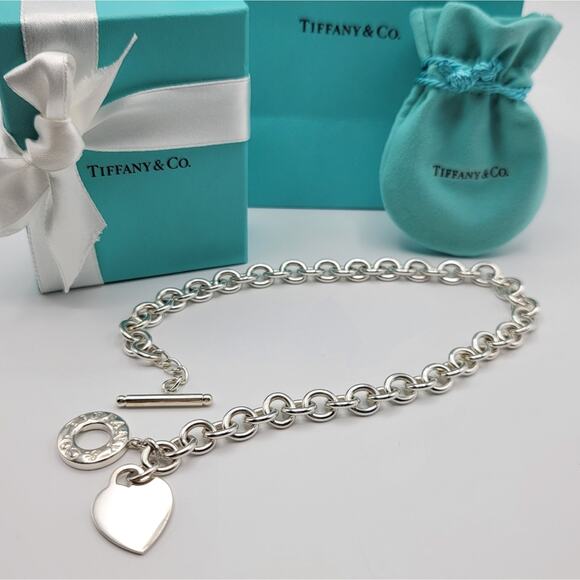 Tiffany & Co. Heart Tag Toggle Necklace Sterling Silver 925 Authentic 73grams - Picture 2 of 9